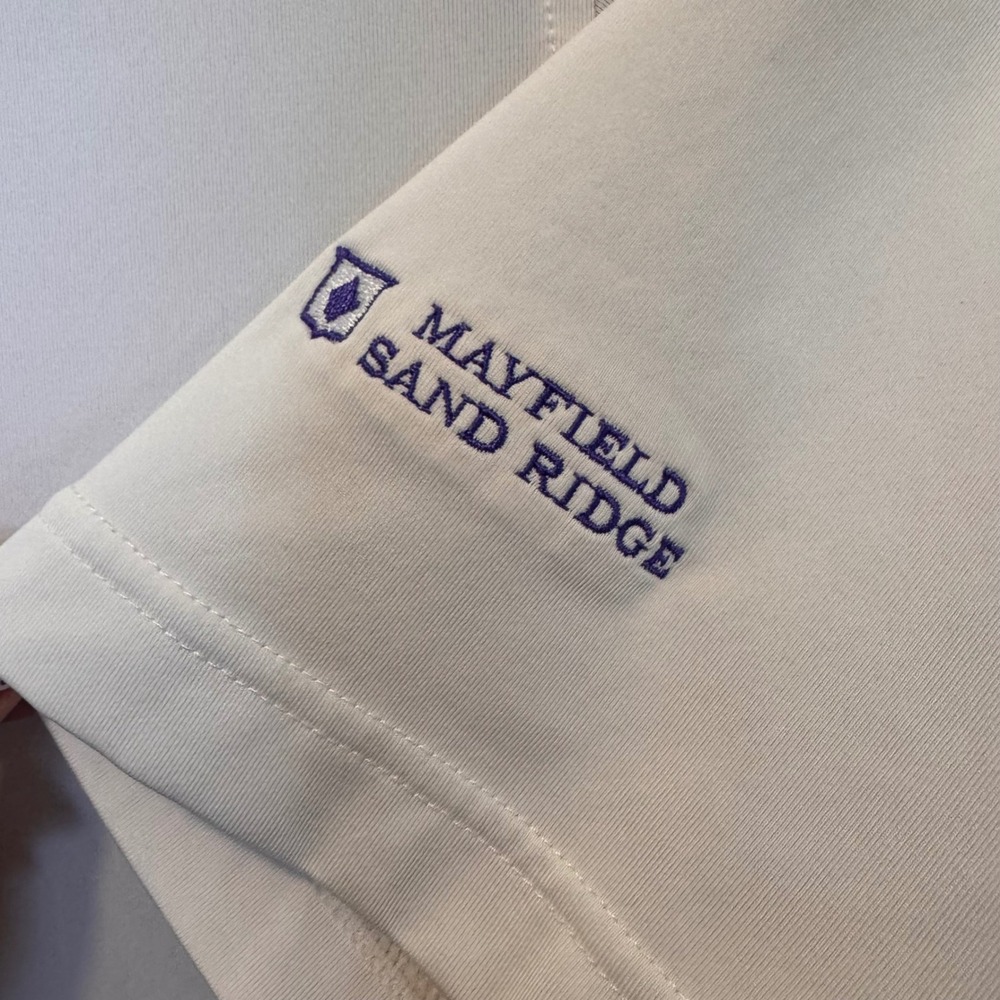 Footjoy‎ FJ Athletic Fit Mens Golf Polo Shirt White Grey L Mayfield Sand Ridge - Picture 5 of 7